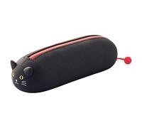 LIHIT LAB PuniLabo Zipper Pen Case/Pouch, Horizontal, 2.5" x 7.9", Black Cat (A7781-3), Pen: 2.5"x 7.9"x 2.4\
