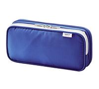 LIHITLAB Double Pen Case, Large, 4.1 x 8.7, Blue (A7661-8)