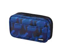 LIHITLAB Double Zipper Pen Case, 7.9 x 2.8 x 4.7 inches, Navy Camo (A7555-132)