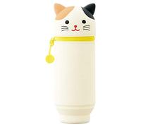 LIHITLAB Kawaii Japanese Cat Large Stand Up Pencil Case for School Office College, Cute School Supplies, Animal Pen Holder Pencil Pouch Holder Girls, Artist Pencil Case, Calico Cat (A7714-7)