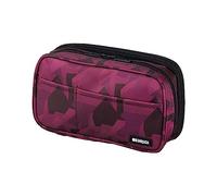 LIHITLAB Large Capacity Double Zipper Pencil Case For School Office College, Big Capacity 6 Compartments Pencil Bag Holder Adults Teen Boys Girls, Travel Cosmetics Storage, Maroon Camo(A7555-133)