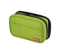 LIHITLAB Large Capacity Double Zipper Pencil Case For School Office College, Big Capacity 6 Compartments Pencil Bag Holder Adults Teen Boys Girls, Travel Cosmetics Storage, Yellow Green (A7555-6)