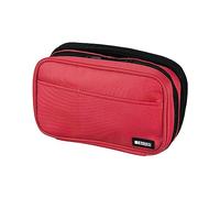 LIHITLAB Large Capacity Double Zipper Pencil Case For School Office College, Big Capacity 6 Compartments Pencil Bag Holder Adults Teen Boys Girls, Travel Cosmetics Storage, Coral (A7555-103)