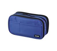 LIHITLAB Large Capacity Triple Zipper Pencil Case For School Office College, Big Capacity 8 Compartments Pencil Bag Holder Adults Teen Boys Girls, Travel Cosmetics Storage, Blue (A7556-108)