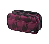 LIHITLAB Large Capacity Triple Zipper Pencil Case For School Office College, Big Capacity 8 Compartments Pencil Bag Holder Adults Teen Boys Girls, Travel Cosmetics Storage, Maroon Camo (A7556-133)