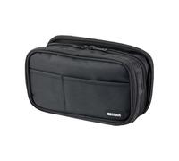 LIHITLAB Large Capacity Triple Zipper Pencil Case For School Office College, Big Capacity 8 Compartments Pencil Bag Holder Adults Teen Boys Girls, Travel Cosmetics Storage, Jet Black (A7556-124)