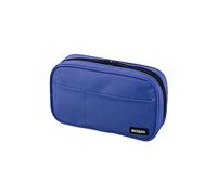 LIHITLAB Large Capacity Zipper Pencil Case For School Office College, Big Capacity 4 Compartments Pencil Bag Holder Adults Teen Boys Girls, Travel Cosmetics Storage, Blue (A7551-108)