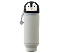 LIHITLAB PuniLabo Stand Up Silicone Pen Case -Pen Holder (2. 4" x 7. 8") (Penguin - A-7712-10)