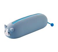 LIHITLAB PuniLabo Zipper Pen Case/Pouch, Horizontal, 2.5" x 7.9", Gray Cat (A7781-4)
