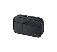 LIHITLAB Zipper Pen Case, 7.9 × 2 × 4.7 Inches, Jet Black (A7551-124)