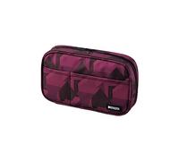 LIHITLAB Zipper Pen Case, 7.9 × 2 × 4.7 Inches, Maroon Camo (A7551-133)