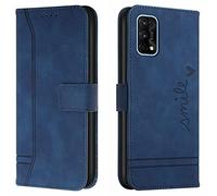 Lihondar Compatible with OPPO Realme 7 Pro Case, PU Leather Folio Wallet Protective Flip Cover with Card Holder Magnetic Closure Kickstand Phone Case Cover for OPPO Realme 7 Pro (Blue)