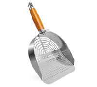 LIHOOOOM Cat Litter Scoop Litter Scooper Metal Cat Litter Scoop Stainless Steel Cat Litter Scoop Kitten Pooper Lifter Kitty Metal Scooper with Holder for Cat Litter Box Round Holes for Easy Cleaning