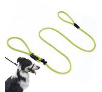 Lihtaiyi Multifunctional Figure 8 Padded Head Halter Walking Training Leather Stopper Slip Lead Dog Rope Leash (Fluorescent Yellow)