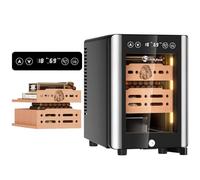 LIHTUN 16L Electric Cigar Humidor Cabinet with Light for 100 Cigars, Thermoelectric Cooling, Adjustable Temp and Humidity, Digital Display, 2 Removable Cedar Shelves, Lock, Gift for Men (16L)