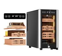 LIHTUN 25L Electric Humidor Cabinet for 150 Cigars, Thermoelectric Cooling, Adjustable Temperature and Humidity, Digital Display, 3 Removable Cedar Shelves, Safety Lock, Gift for Men (25L)
