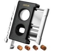 LIHTUN Cigar Cutter Guillotine 4 in 1 One Touch Straight Cut V Cutter with Cigar Punch Cigar Draw Enhancer, Stainless Steel Double Blade Cigar Clippers, Cuts Up to 60 Ring Gauge Cigars, Gift for Men