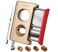 LIHTUN Cigar Cutter Guillotine 4 in 1 One Touch Straight Cut V Cutter with Cigar Punch Cigar Draw Enhancer, Gift for Men, Stainless Steel Double Blade Cigar Clippers, Cuts Up to 60 Ring Gauge Cigars