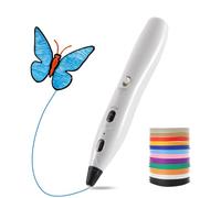 LIHUACHEN RPC200B 3D Pen Set, Includes 12 colors of PLA filament. This 3D printing pen is compatible with PLA filament and is suitable for DIY crafts.(White)