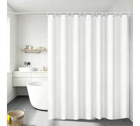 LIHUANE Bathroom Curtain 100 x 150 cm Quick-Drying Bath Curtains with Hooks Weighted Hem for Bathtubs and Shower Stall, White