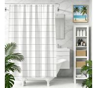 LIHUANE Bathroom Curtain 115 x 160 cm Quick-Drying Bath Curtains with Hooks Weighted Hem for Bathtubs and Shower Stall, Black and White