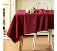 LIHUANE Dining Table Cover 105 x 165 cm Wipeable Water Resistant Linen Table Cloth Fabric Washable for Kitchen Indoor Outdoor and Home Use Room, Balcony, Parties, Red Wine