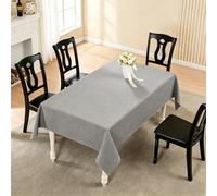 LIHUANE Dining Table Cover 120 x 175 cm Faux Linen Waterproof Oil Solid Colour Cover Fabric Washable for Kitchen Indoor Outdoor and Home Use Room, Balcony, Parties, Light Grey