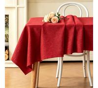 LIHUANE Dining Table Cover 50 x 165 cm Wipeable Water Resistant Linen Table Cloth Fabric Washable for Kitchen Indoor Outdoor and Home Use Room, Balcony, Parties, Red