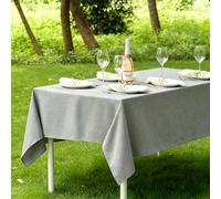 LIHUANE Dining Table Cover 60 x 105 cm Faux Linen Waterproof Oil Solid Colour Cover Fabric Washable for Kitchen Indoor Outdoor and Home Use Room, Balcony, Parties, Light Grey