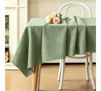LIHUANE Dining Table Cover 60 x 155 cm Wipeable Water Resistant Linen Table Cloth Fabric Washable for Kitchen Indoor Outdoor and Home Use Room, Balcony, Parties, Light Green