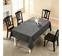LIHUANE Dining Table Cover 65 x 145 cm Faux Linen Waterproof Oil Solid Colour Cover Fabric Washable for Kitchen Indoor Outdoor and Home Use Room, Balcony, Parties, Dark Grey
