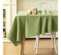 LIHUANE Dining Table Cover 95 x 165 cm Wipeable Water Resistant Linen Table Cloth Fabric Washable for Kitchen Indoor Outdoor and Home Use Room, Balcony, Parties, Green