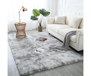 LIHUANE Fluffy Shag Area Rug 280 x 350 cm Machine Washable Shaggy Soft and Elegant Carpets for Girls Boys Kids for Living Room Lounge Bedroom, Light Grey