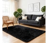 LIHUANE Indoor Shaggy Area Carpets 70 x 140 cm Extra Large Rectangular Size Shaggy Rug Carpets for Girls Boys Kids for Kids Room Nursery Dorm Classroom, Black