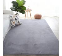 LIHUANE Living Room Rug 110 x 150 cm Super-Soft, Fur Look Short Pile Rug Modern Fluffy Short Pile for Living Room, Bedroom, Kids, Grey