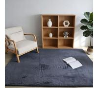 LIHUANE Living Room Rug 70 x 220 cm Super-Soft, Fur Look Anti Slip Rug Modern Fluffy Short Pile for Bedside Kitchen Office Lounge, Grey