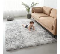 LIHUANE Non Shedding Bedside Rug 180 x 200 cm Extra Large Rectangular Size Super Soft Fluffy Modern Bedroom Rug Non Shedding Easy to Clean for Bedroom Dormitory Home Decorative, Light Grey