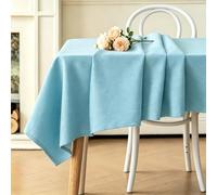 LIHUANE Rectangle Tablecloth 110 x 165 cm Wipeable Water Resistant Tablecloth Fabric Washable for Kitchen Indoor Outdoor and Home Use Room, Balcony, Parties, Sky Blue