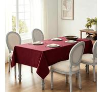 LIHUANE Rectangle Tablecloth 115 x 240 cm Wipeable Water Resistant Solid Colour Cover Fabric Washable for Kitchen Indoor Outdoor and Home Use Room, Balcony, Parties, Red Wine