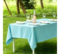 LIHUANE Rectangle Tablecloth 120 x 165 cm Wipe Clean Rectangular Solid Colour Cover Fabric Washable for Kitchen Indoor Outdoor and Home Use Room, Balcony, Parties, Sky Blue