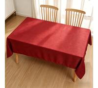 LIHUANE Rectangle Tablecloth 130 x 265 cm Faux Linen Waterproof Oil Tablecloth Fabric Washable for Kitchen Indoor Outdoor and Home Use Room, Balcony, Parties, Red