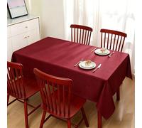 LIHUANE Rectangle Tablecloth 135 x 165 cm Wipe Clean Rectangular Solid Colour Cover Fabric Washable for Garden Dining, Summer, Wedding, Camping, Red Wine