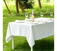 LIHUANE Rectangle Tablecloth 50 x 165 cm Wipe Clean Rectangular Solid Colour Cover Fabric Washable for Kitchen Indoor Outdoor and Home Use Room, Balcony, Parties, White