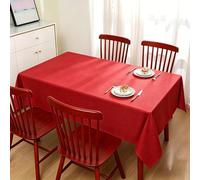 LIHUANE Rectangle Tablecloth 60 x 155 cm Wipe Clean Rectangular Solid Colour Cover Fabric Washable for Garden Dining, Summer, Wedding, Camping, Red