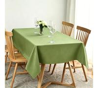LIHUANE Rectangle Tablecloth 80 x 130 cm Wipeable Water Resistant Table Cloths Wipe Clean Washable Polyester for Kitchen Outdoor Garden Table, Light Green