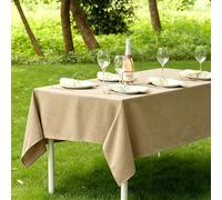 LIHUANE Rectangle Tablecloth 90 x 165 cm Wipe Clean Rectangular Solid Colour Cover Fabric Washable for Kitchen Indoor Outdoor and Home Use Room, Balcony, Parties, Khaki