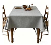 LIHUANE Rectangle Tablecloth Faux Linen 105 x 155 cm Faux Linen Waterproof Oil Tablecloth Fabric Washable for Kitchen Indoor Outdoor and Home Use Room, Balcony, Parties, Light Grey