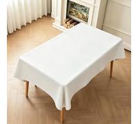 LIHUANE Rectangular Table Cloth 70 x 165 cm Wipeable Water Resistant Solid Colour Cover Fabric Washable for Kitchen Indoor Outdoor and Home Use Room, Balcony, Parties, White