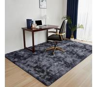 LIHUANE Shaggy Soft and Elegant Carpets 100 x 260 cm Tie-Dyed Faux Fur Modern Fluffy Rugs Non Shedding Easy to Clean for Kids Room Nursery Dorm Classroom, Dark Grey