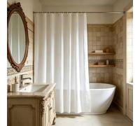 LIHUANE Shower Curtain 100 x 150 cm Quick-Drying Shower Curtain with Hooks Weighted Hem for Bathtubs and Stall, White